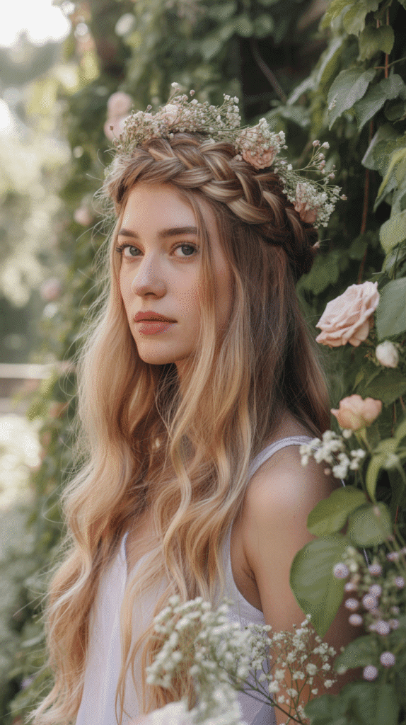 30 Elegant French Hairstyles for Long Hair That Turn Heads 9 Braided Crown
