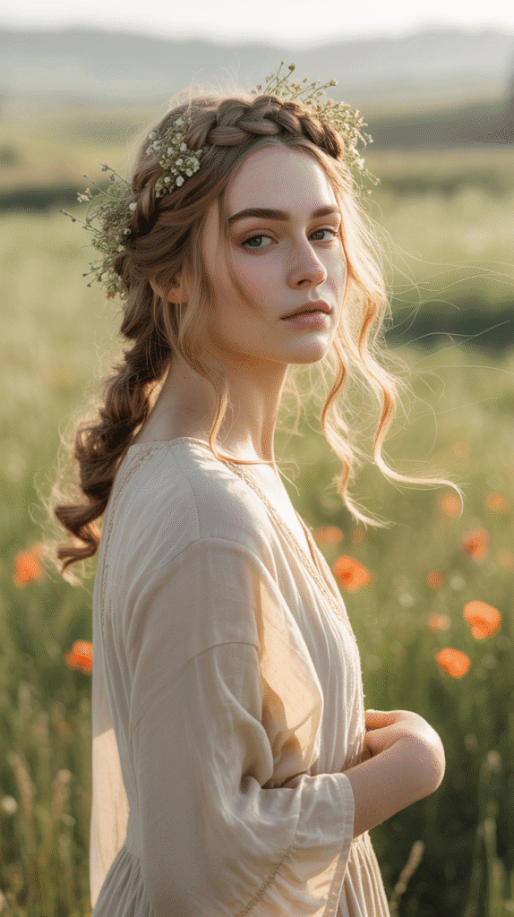 30 Effortless 1930s Hairstyle Ideas for Inspiration 16 Halo Braid with Waves