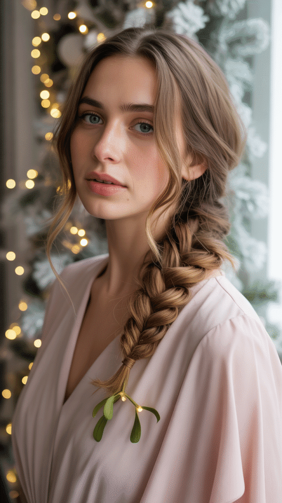 30 Easy Christmas Party Hairstyles for Medium Hair That Save Time 9 Romantic Side Fishtail Braid