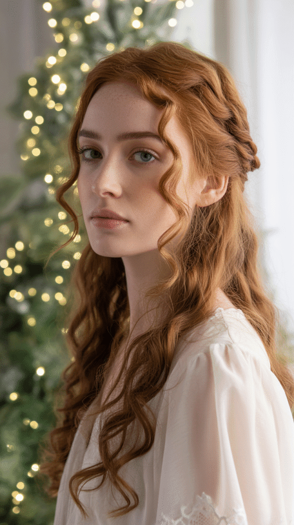 30 Elegant Christmas Party Hairstyles for Long Hair You'll Love 3 Half-Up Twisted Crown