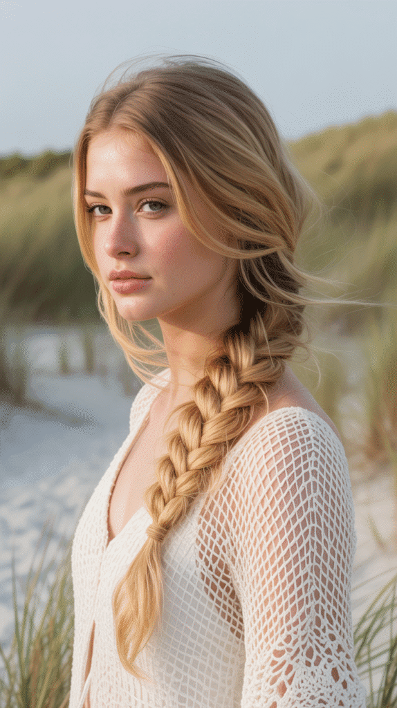 27 Aesthetic French Hairstyles That Elevate Your Look 22 Loose Fishtail Braid