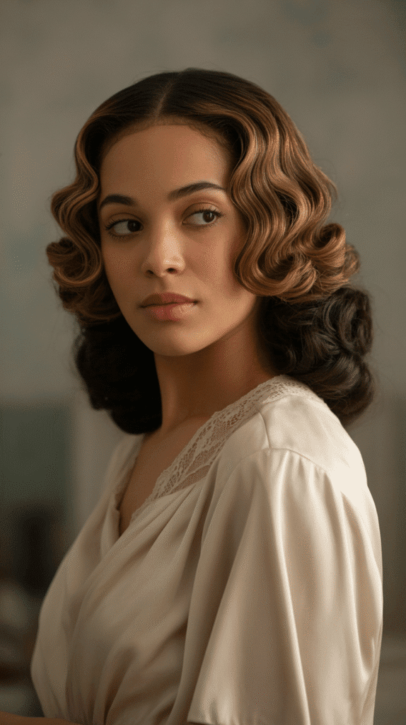 30 Beautiful 1930s Hairstyles for Black Women That Inspire Grace 29 Half-Up Waves with Back Cascade