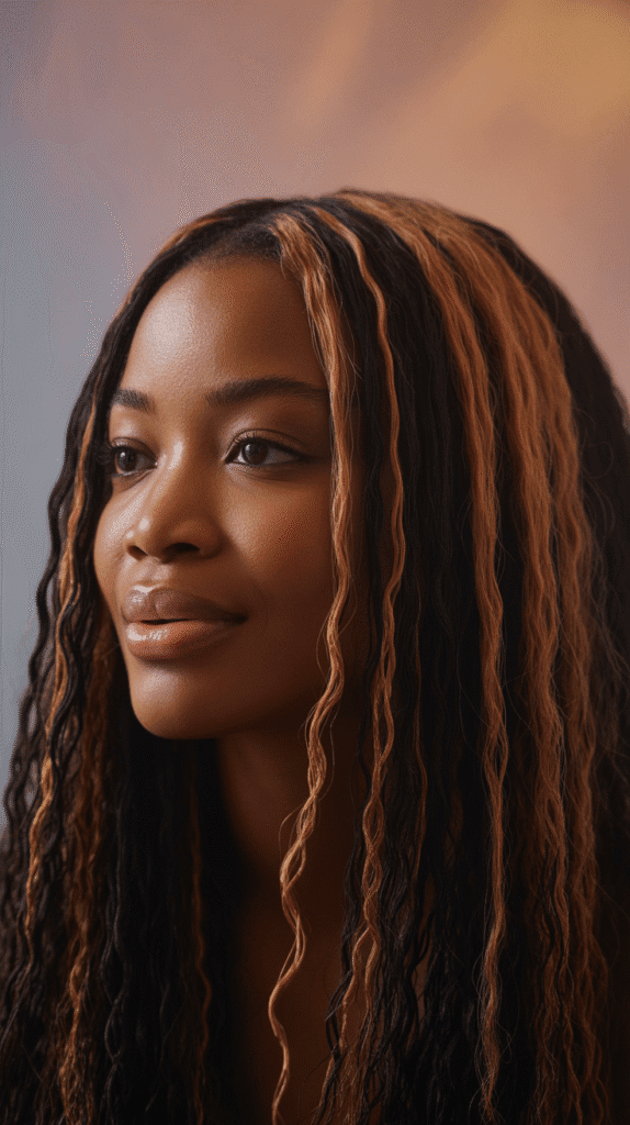 31 Bold Winter Hair Color Ideas for Black Women to Brighten the Cold Months 6 Caramel Highlights