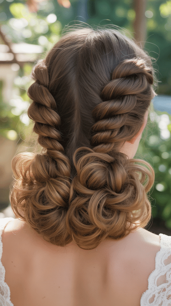 33 Stunning Curly Half-Up Half-Down Hairstyles 11 Curly Half-Up with Twisted Sides