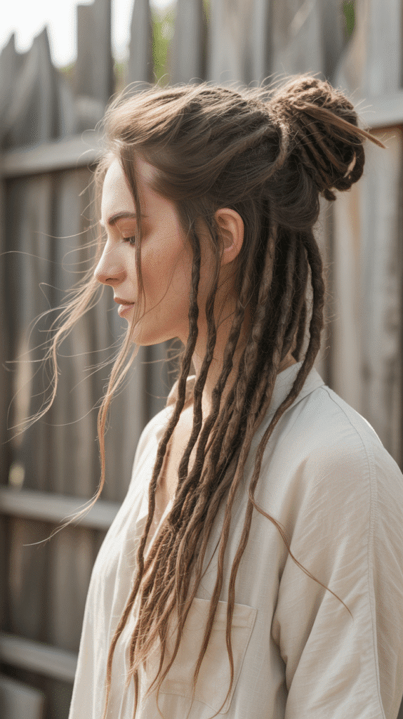 33 Latest Long Dreadlock Styles Full of Elegance and Style 25 Textured Low Bun