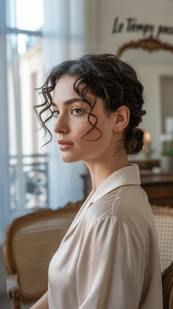 33 Trendy French Hairstyles for Curly Hair That Embrace Natural Beauty 1 The Classic French Twist with Curly Texture