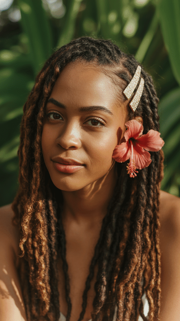 33 Trendy Dreadlock Styles for Ladies to Try This Year 13 Half-Up Half-Down Locs