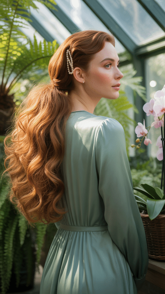 30 Gorgeous Christmas Party Hairstyles with Long Curls That Turn Heads 15 Pulled-Back Sides with Flowing Curls