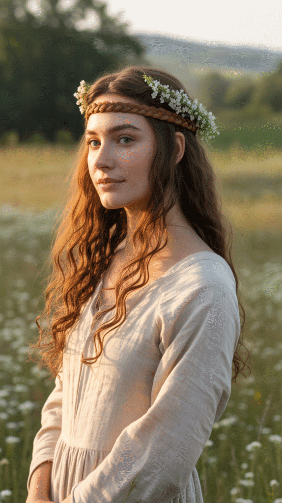 33 Step-by-Step Medieval Hairstyles for Princesses 22 The Braided Headband with Loose Waves