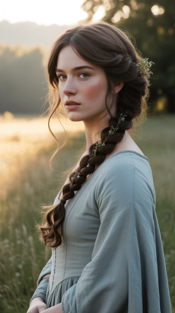 33 Chic Medieval Hairstyles for Short-Haired Princesses 3 The Side-Swept Braided Accent