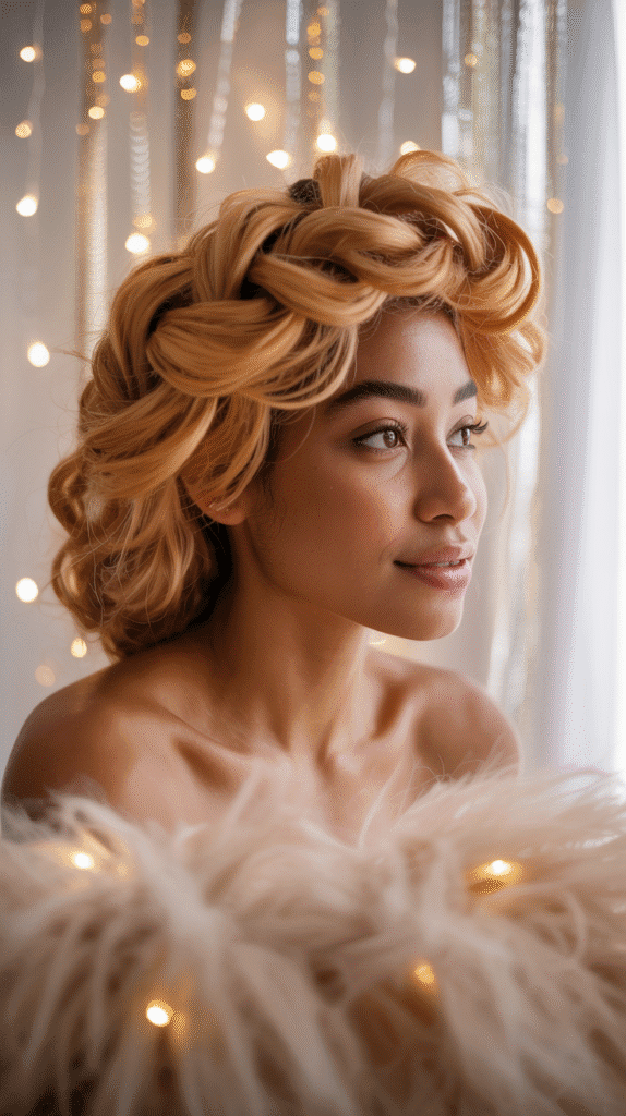 27 Elegant Blonde Prom Hairstyles for Black Women to Shine on Your Big Night 27 Butterscotch Blonde Waterfall Braid