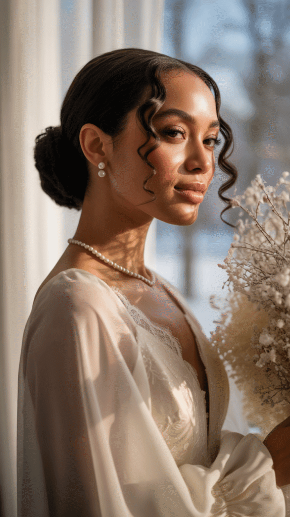 26 Flawless Winter Sew-In Hairstyles for Black Women That Look Effortless 25 ow Bun with Pulled Out Curls
