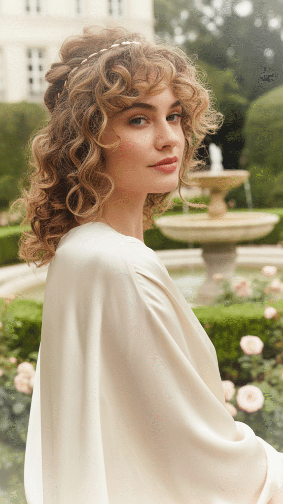 33 Trendy French Hairstyles for Curly Hair That Embrace Natural Beauty 3 Half-Up Half-Down with Twisted Crown