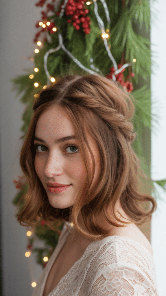 27 Stylish Christmas Party Hairstyles for Mid-Length Hair to Try Now 15 Twisted Half-Crown