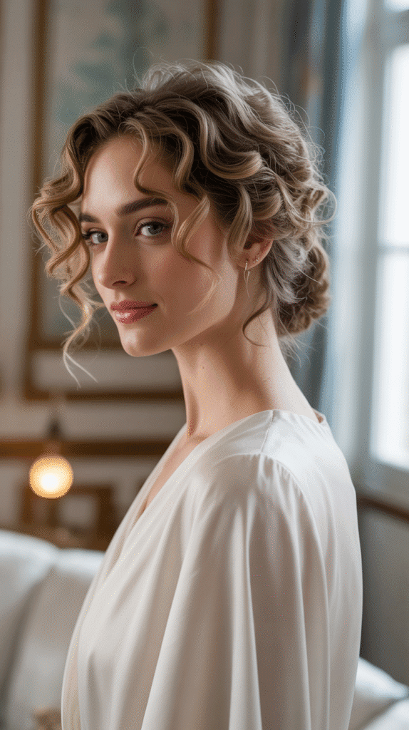 33 Trendy French Hairstyles for Curly Hair That Embrace Natural Beauty 8 Curly Chignon with Textured Finish