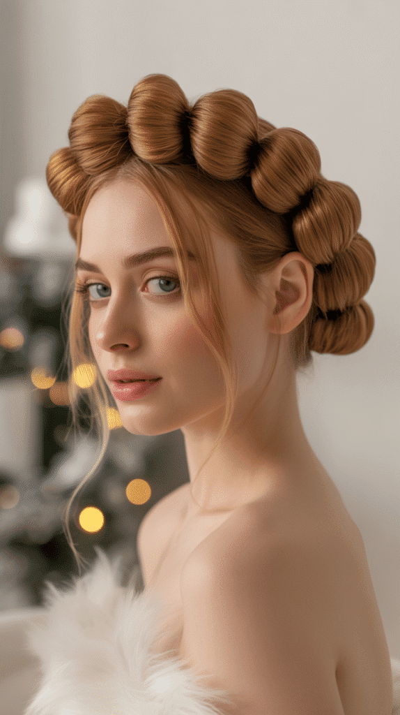 27 Beautiful Christmas Party Hairstyles for Thin Hair That Add Volume 11 Twisted Halo Updo
