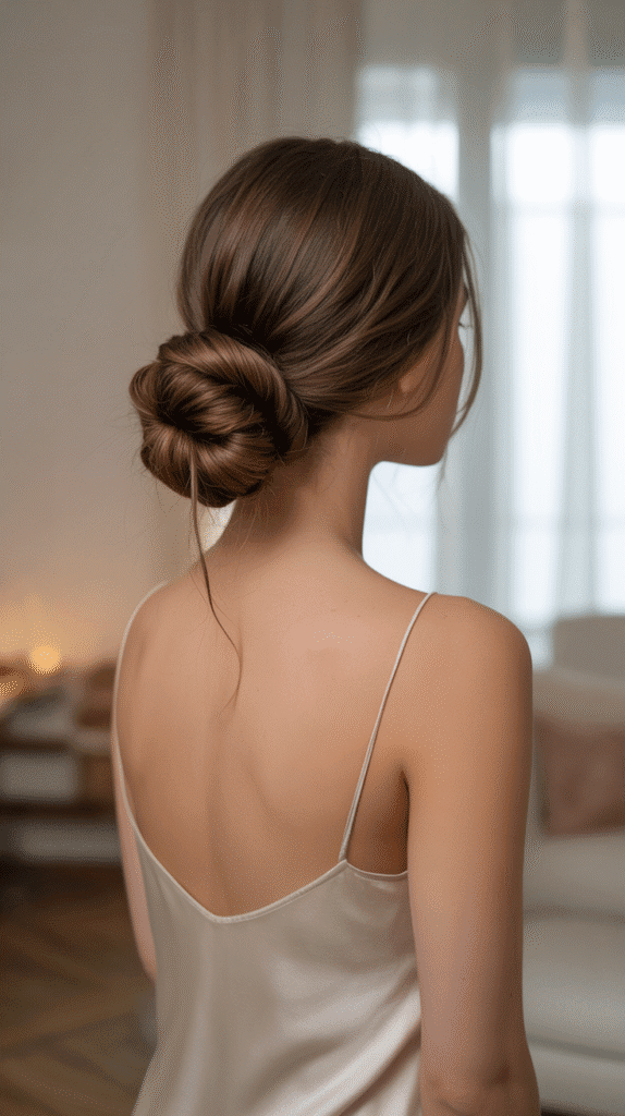33 Trendy French Hairstyles for Curly Hair That Embrace Natural Beauty 13 Double Twisted Low Bun