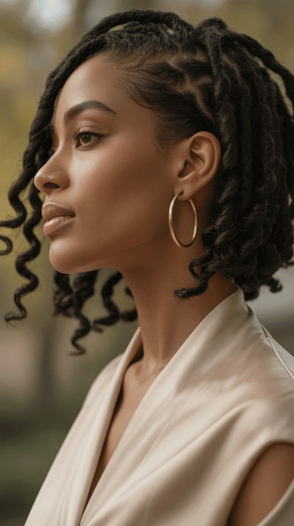 30 Beautiful Medium Dreadlock Styles for Black Women That Stand Out 4 Medium Locs with Curled Ends