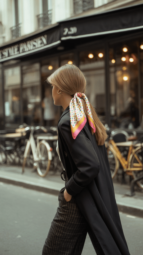 27 Best French Hairstyle Tutorials to Nail the Parisian Look 7 Low Ponytail with Scarf