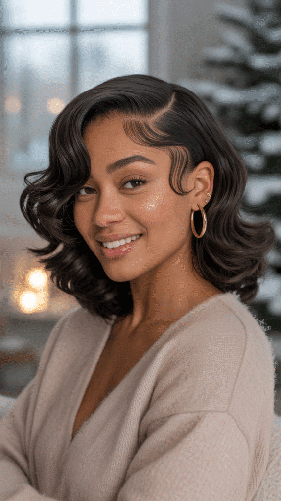 26 Flawless Winter Sew-In Hairstyles for Black Women That Look Effortless 4 Body Wave Sew-In with Side Part