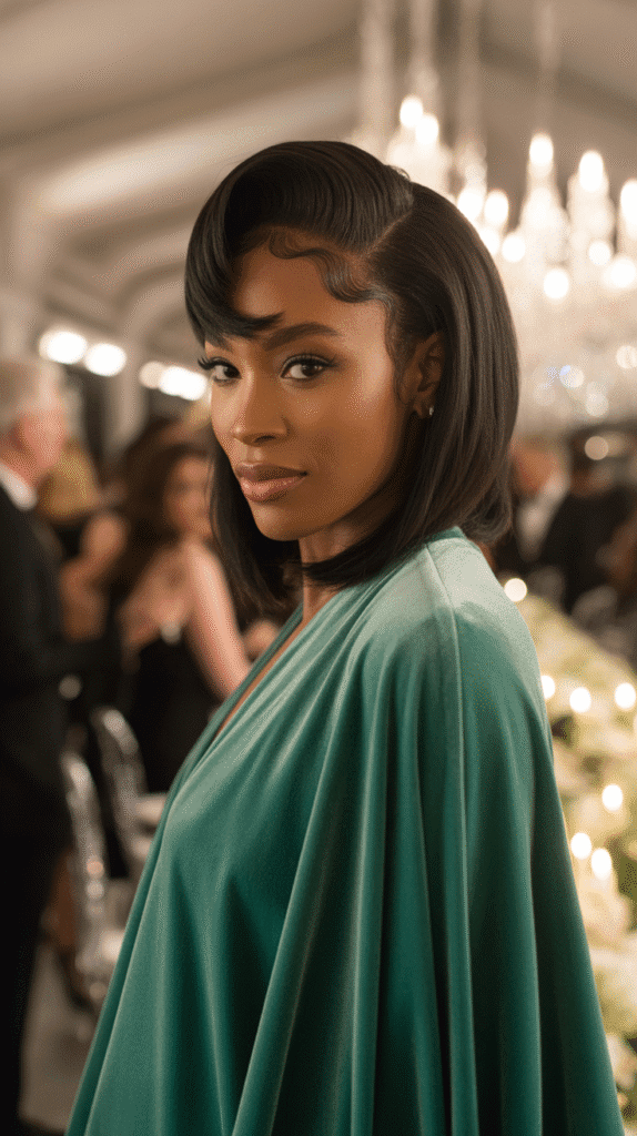 27 Sleek Straight Natural Hairstyles for Black Women Perfect for Winter 18 Sleek Straight Hair with Side Part and Volume at Crown