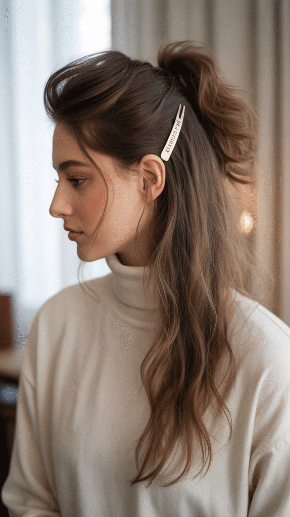 33 Chic French Hairstyles for Long Hair That Feel Romantic and Timeless 22 Textured Ponytail with Volume