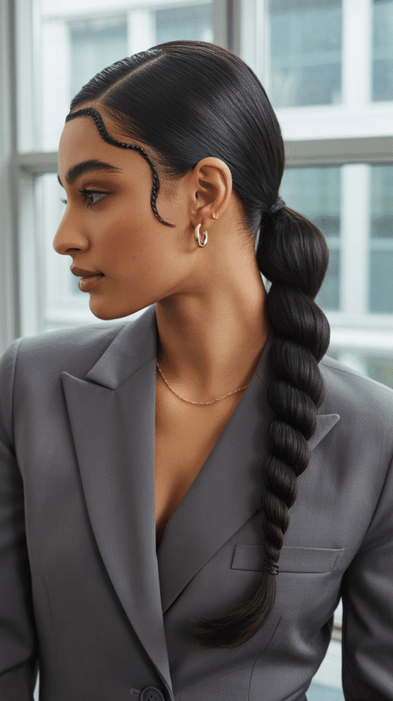 33 Elegant Christmas Party Updo Hairstyles for a Glam Look 29 Sleek Low Ponytail Twist