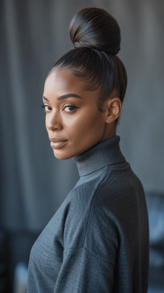 30 Cozy Fall & Winter Hairstyles for Black Women You'll Want to Copy 15 Sleek Top Knot with Wrap