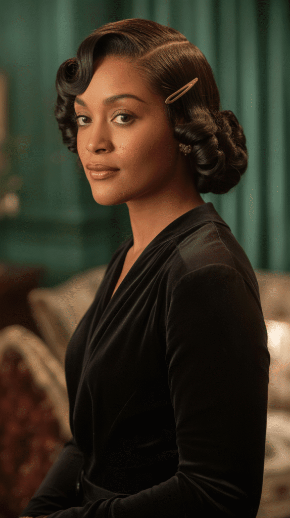 30 Beautiful 1930s Hairstyles for Black Women That Inspire Grace 19 Structured Updo with Front Wave Detail