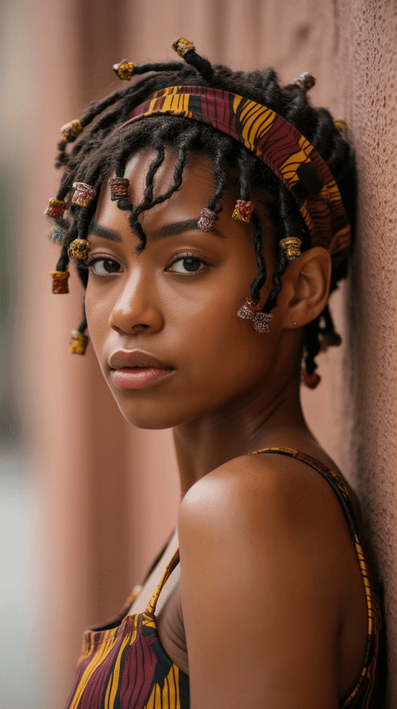 30 Stylish Dreadlock Styles for Short Hair That Look Fresh 26 Loc Accessories and Wraps