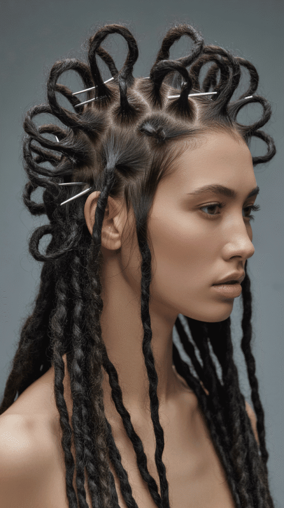 33 Latest Long Dreadlock Styles Full of Elegance and Style 20 Spiral Pin-Up Style