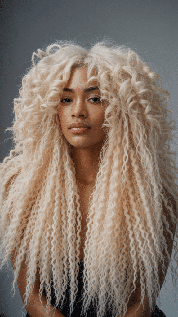 25 Blonde Crimped Hairstyles for Black Women That Stand Out 1 Classic All-Over Blonde Crimp