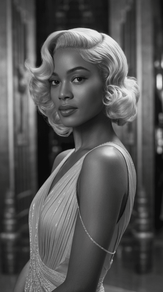 26 Cute Blonde Pin-Up Hairstyles for Black Women With Vintage Vibes 5 Side-Swept Waves With Butter Blonde