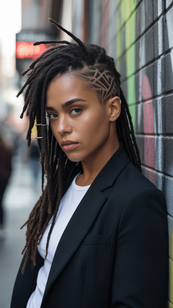 30 Chic Dreadlock Styles for Black Women 2025 You'll Love 29 Geometric Undercut with Locs