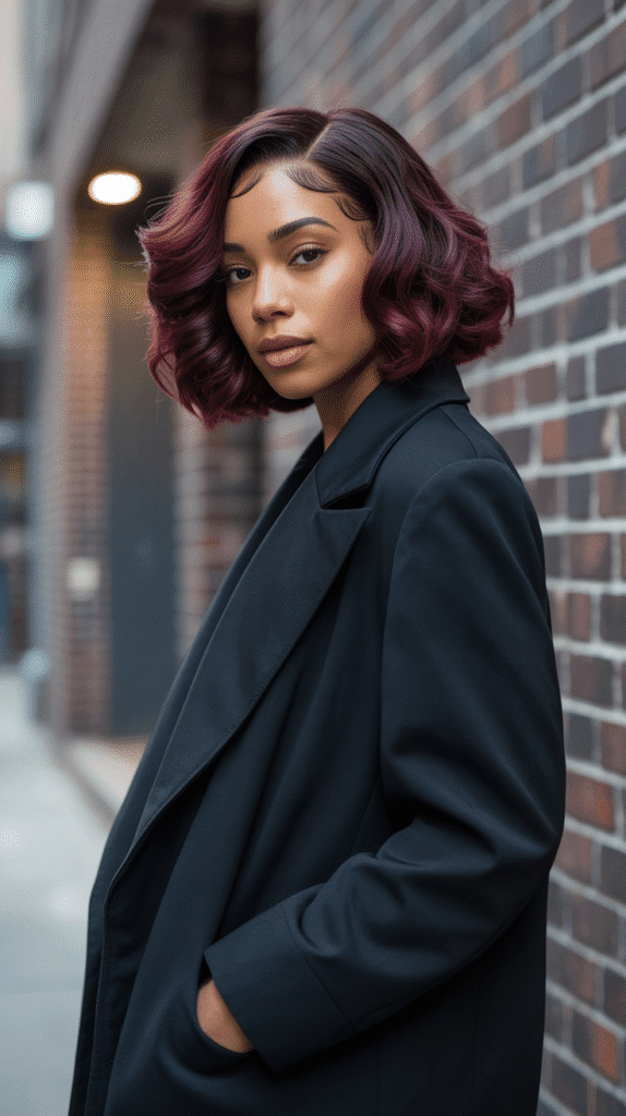 25 Stunning Winter Weave Hairstyles for Black Women That Slay All Season 4 Burgundy Ombre Bob Weave