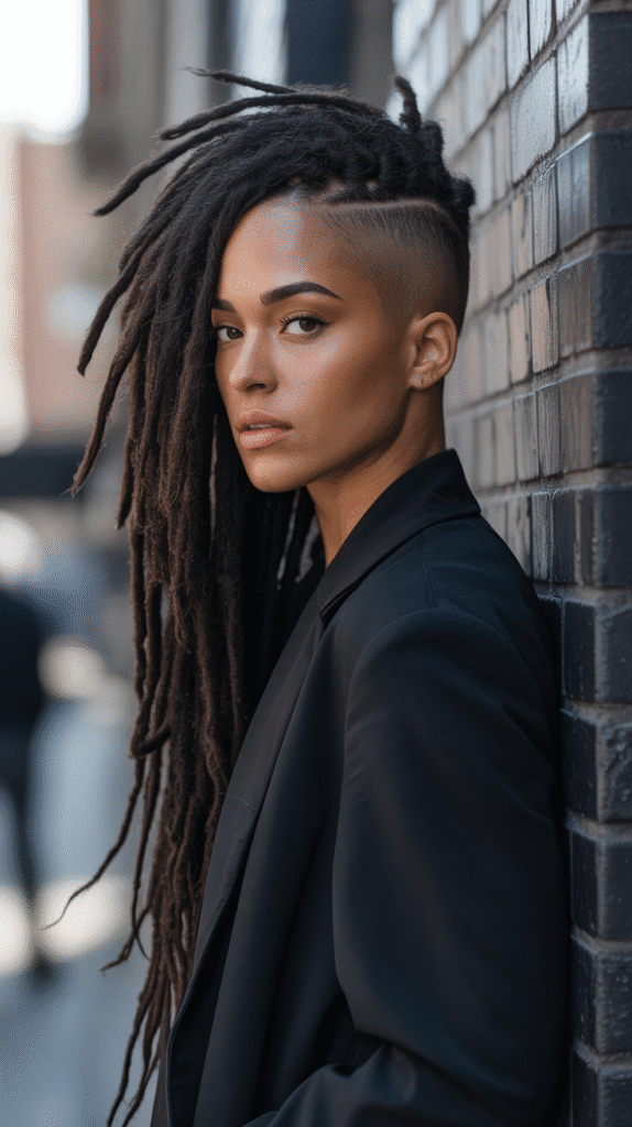 37 Gorgeous Long Dreadlock Styles for Black Women Full of Elegance 11 Long Locs with Shaved Sides