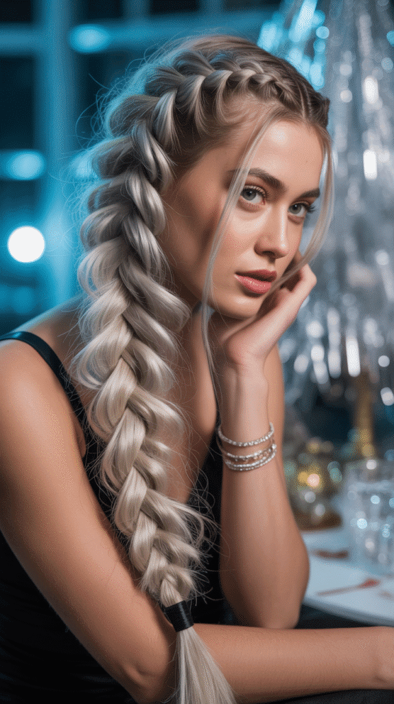 27 Easy Christmas Party Hairstyles for Long Hair Perfect for the Holidays 18 Faux Hawk Braid