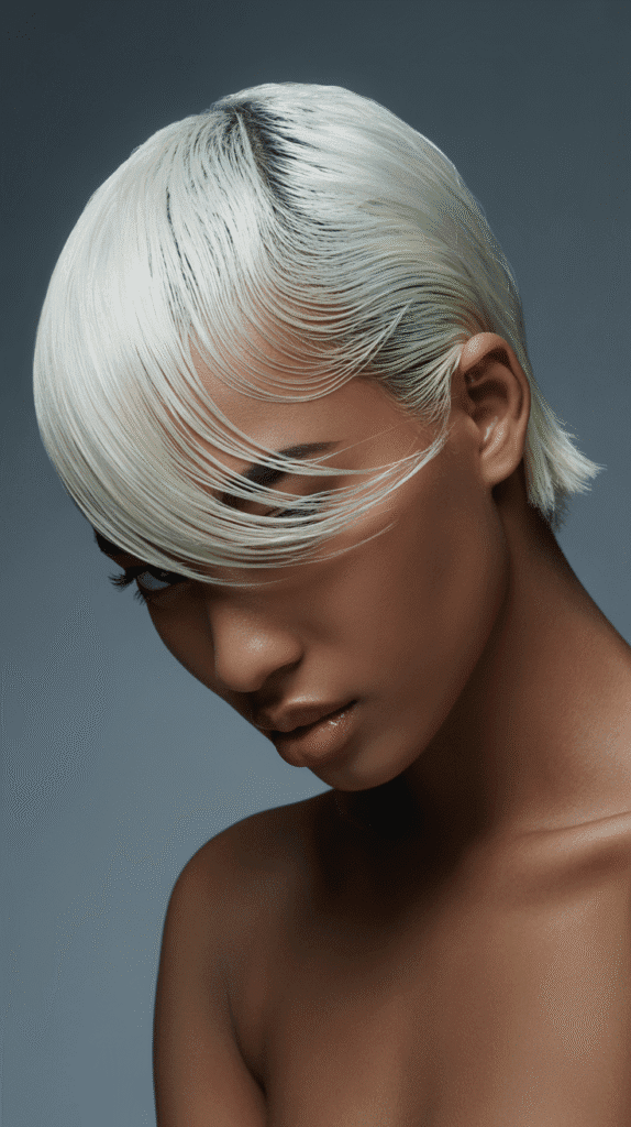 27 Short Blonde Hairstyles for Black Women That Are Totally Trendy 13 Platinum Blonde Slicked-Back Style