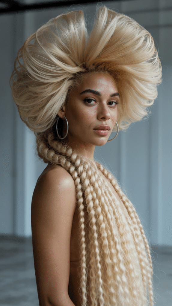 25 Blonde Crimped Hairstyles for Black Women That Stand Out 16 Voluminous Crimped Blonde Ponytail with Extensions