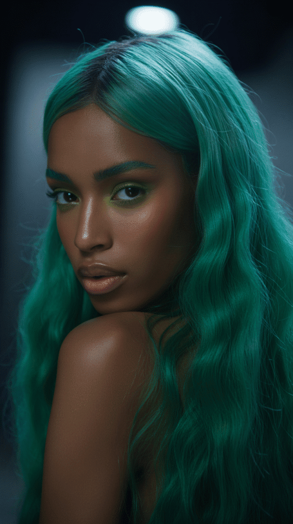 31 Bold Winter Hair Color Ideas for Black Women to Brighten the Cold Months 11 Emerald Green