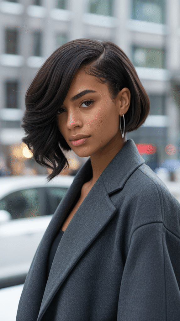 25 Stunning Winter Weave Hairstyles for Black Women That Slay All Season 12 Asymmetrical Bob Weave