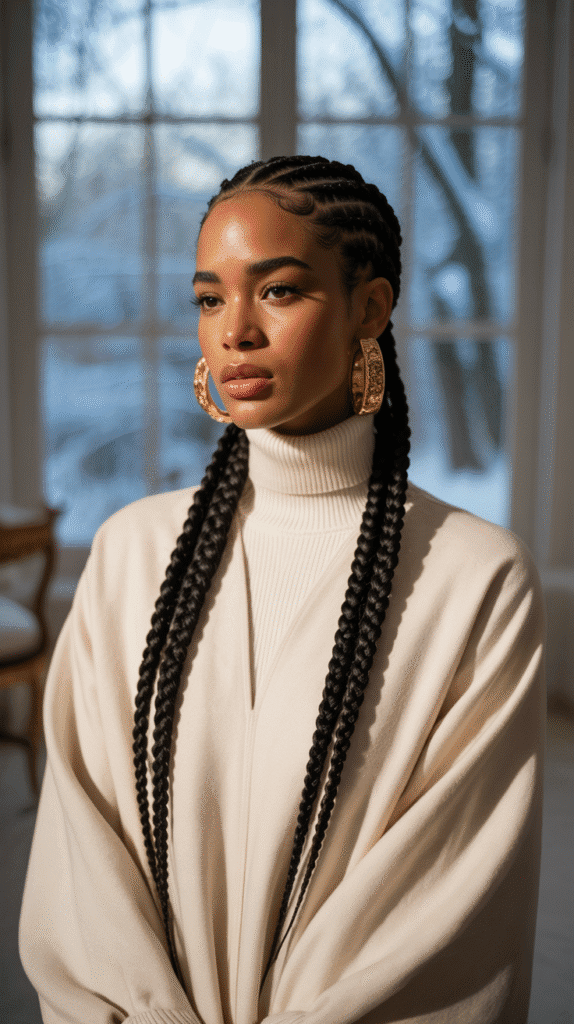 27 Best Winter Braided Hairstyles for Black Women to Stay Cute & Cozy 13 Goddess Braids