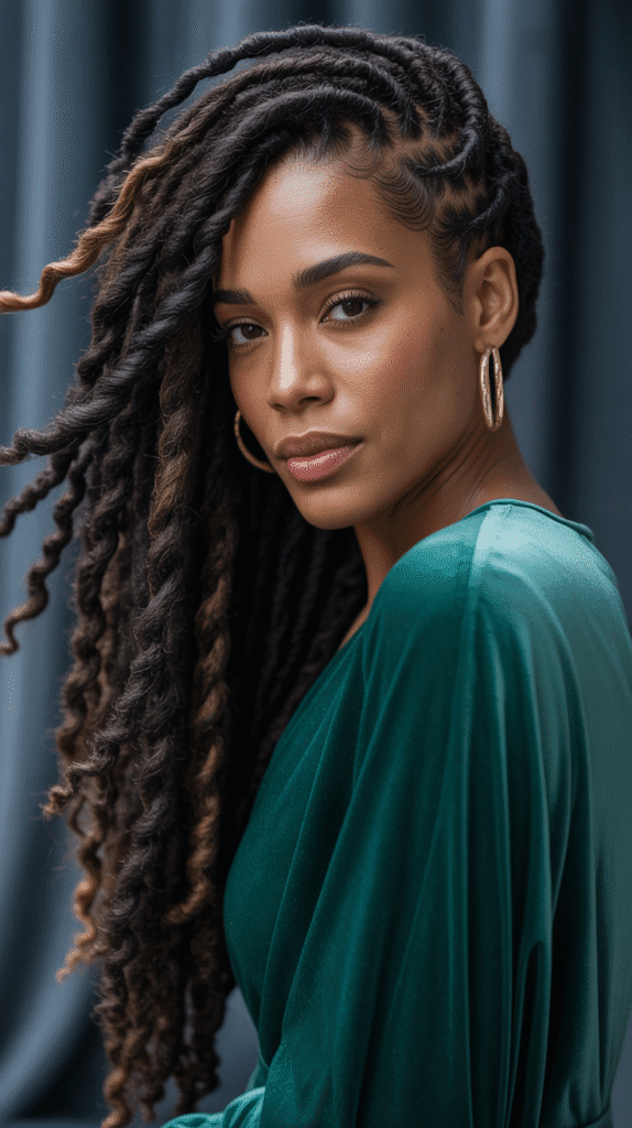 37 Gorgeous Long Dreadlock Styles for Black Women Full of Elegance 22 Long Locs with Deep Side Part