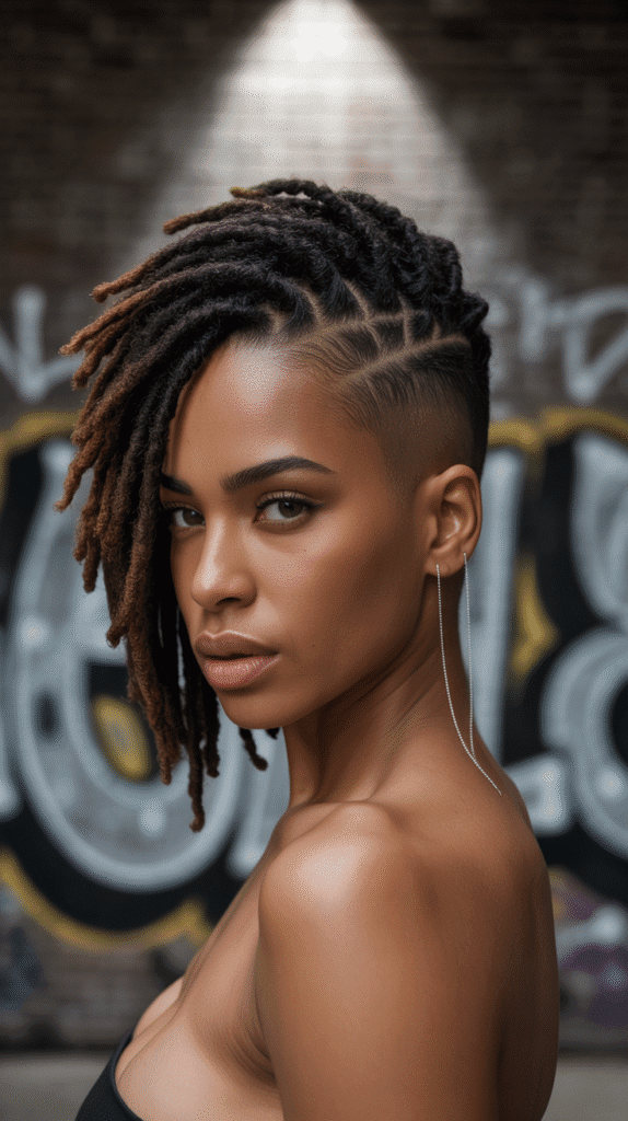 30 Beautiful Medium Dreadlock Styles for Black Women That Stand Out 6 Medium Locs with Shaved Sides (Undercut)