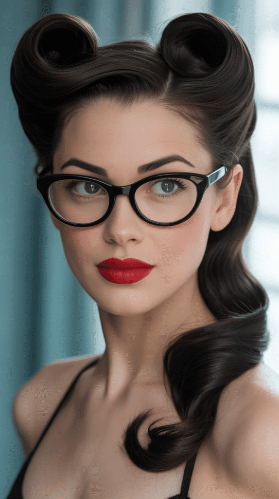 33 Elegant 1930s Updo Hairstyles for Long Hair You Must Try 9 Double Victory Roll with Back Twist