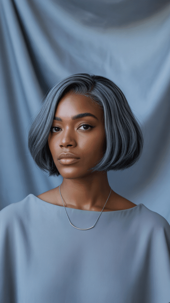 31 Bold Winter Hair Color Ideas for Black Women to Brighten the Cold Months 29 Slate Gray