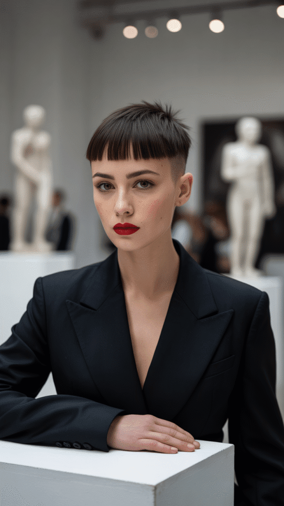 27 Modern French Short Hairstyles That Are Parisian-Approved 27 The Micro Fringe Pixie