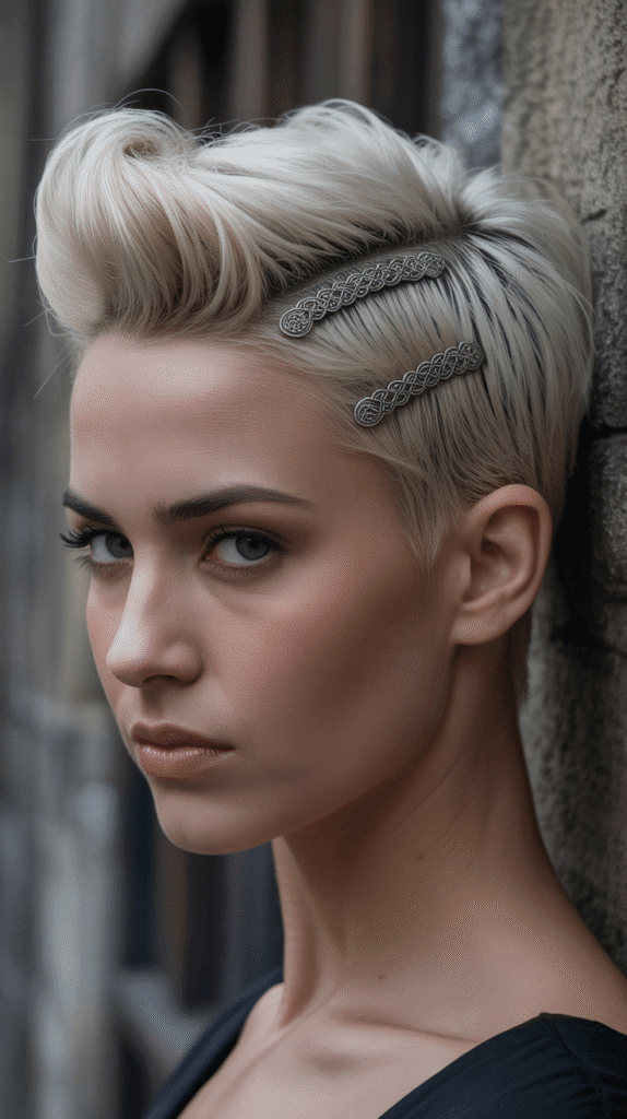 33 Chic Medieval Hairstyles for Short-Haired Princesses 22 The Faux Hawk with Ornamental Pins
