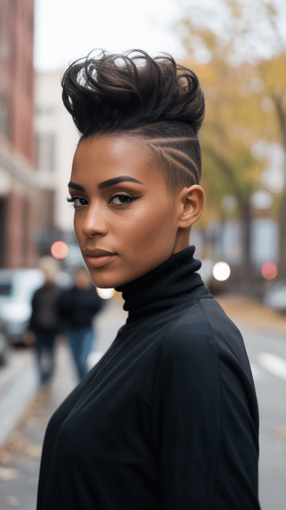 30 Cozy Fall & Winter Hairstyles for Black Women You'll Want to Copy 23 Faux Hawk with Shaved Sides Design
