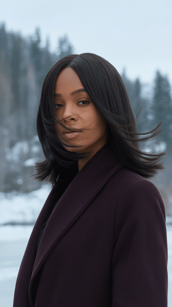 27 Sleek Straight Natural Hairstyles for Black Women Perfect for Winter 7 Sleek Pin-Straight Hair with Subtle Layers